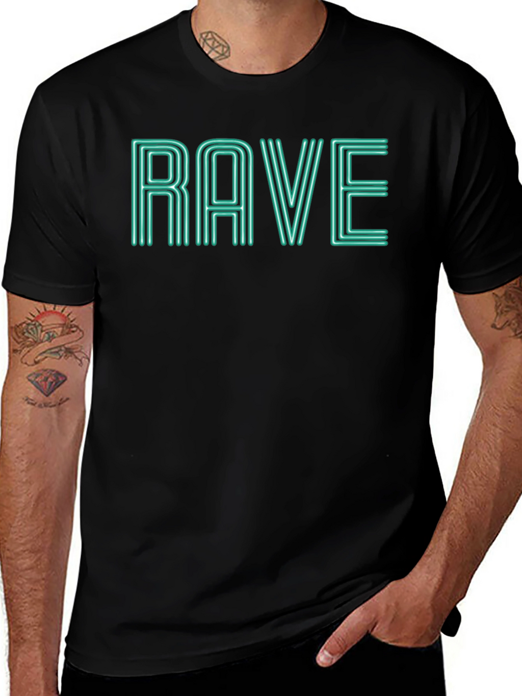 Rave Graphic Tee - Black Cotton T-Shirt