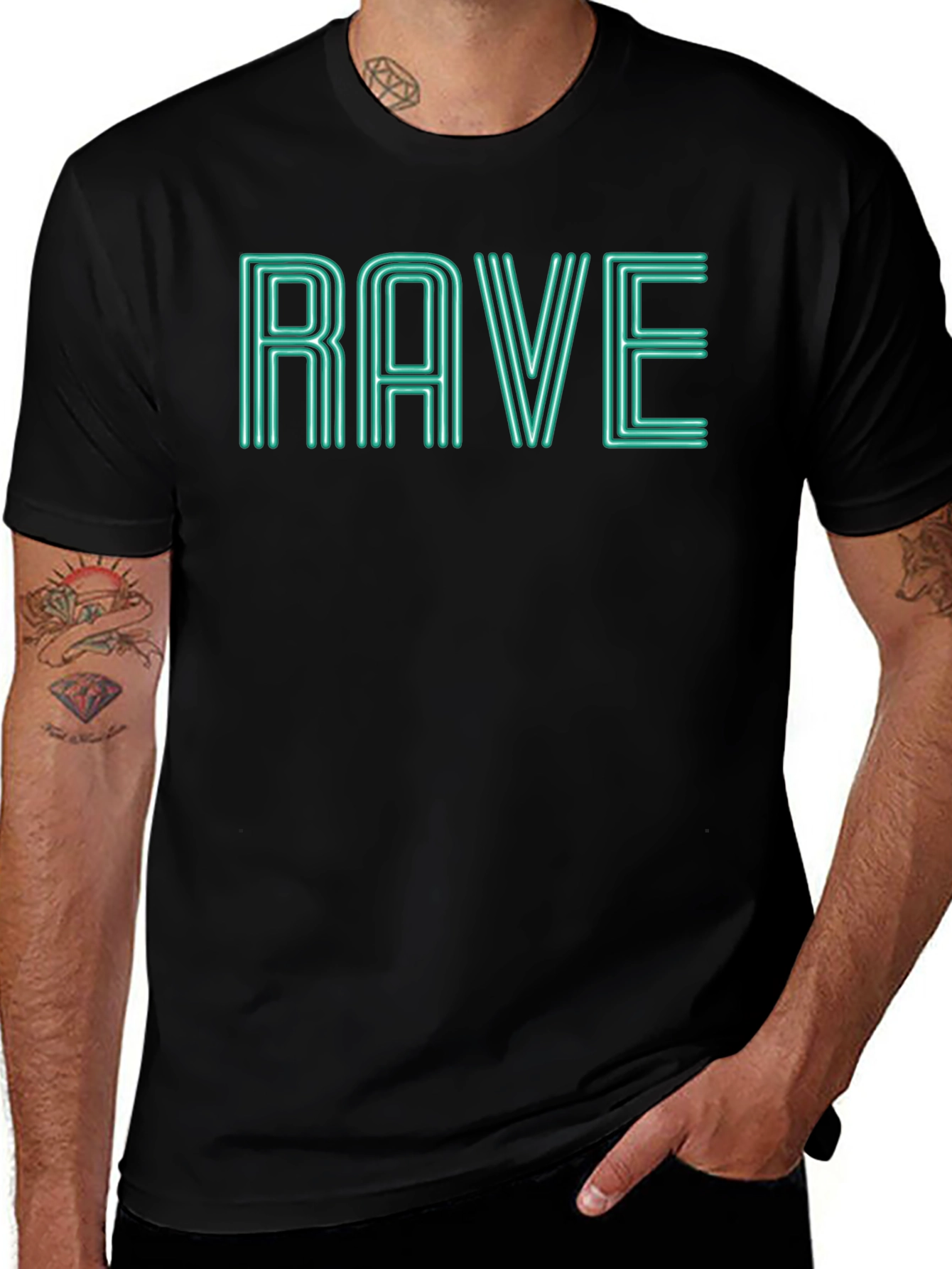 Rave Graphic Tee - Black Cotton T-Shirt