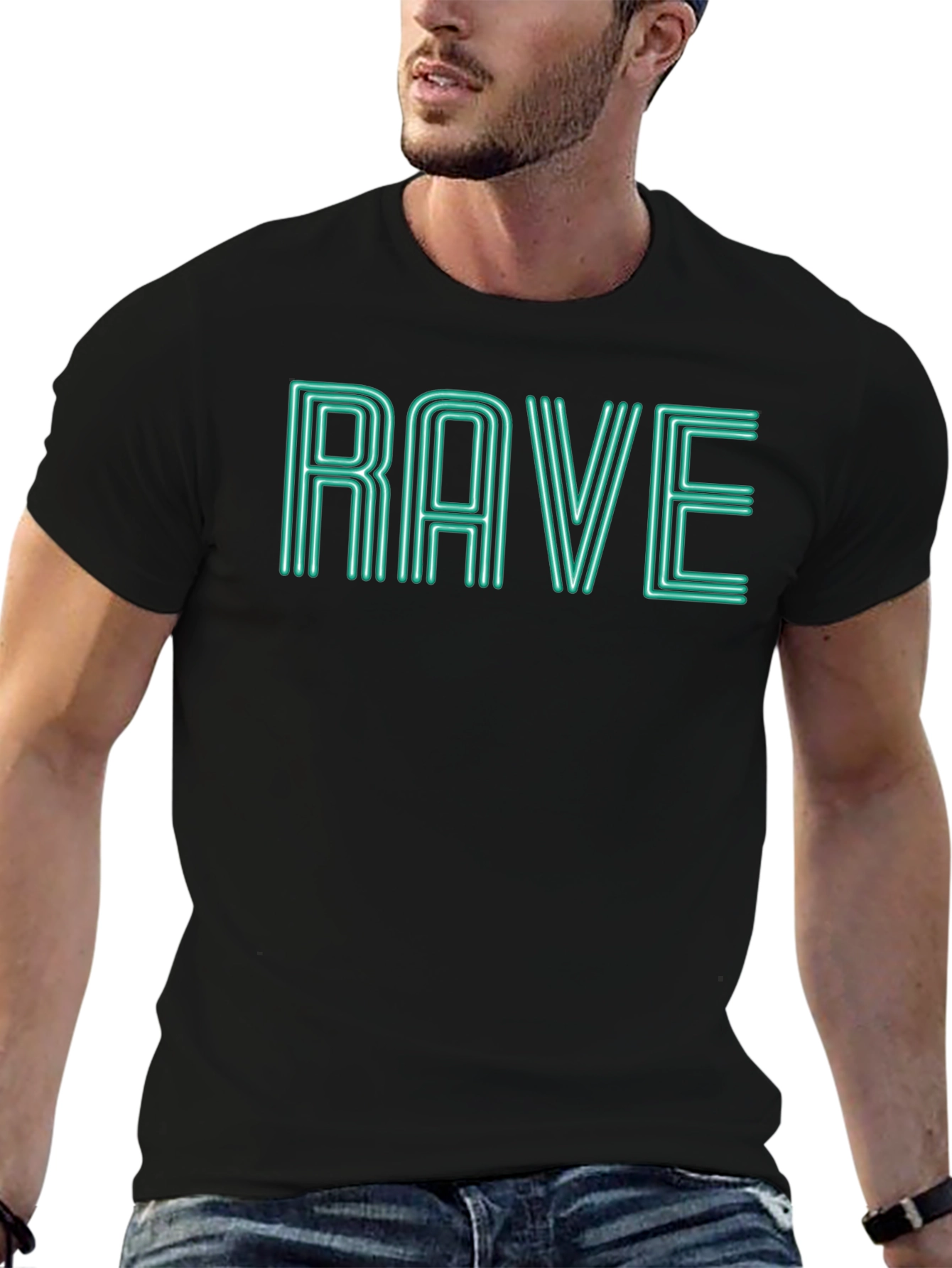 Rave Graphic Tee - Black Cotton T-Shirt