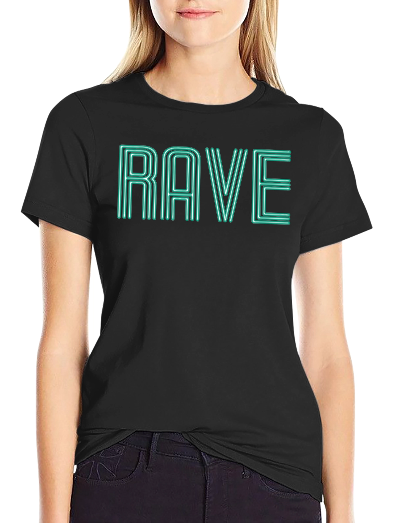 Rave Graphic Tee - Black Cotton T-Shirt