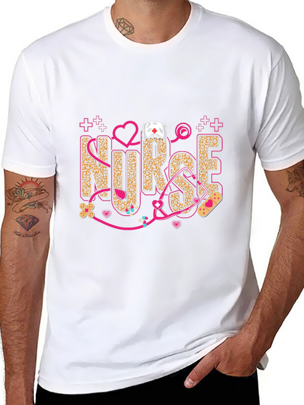 Nurse Leopard Print Stethoscope T-Shirt