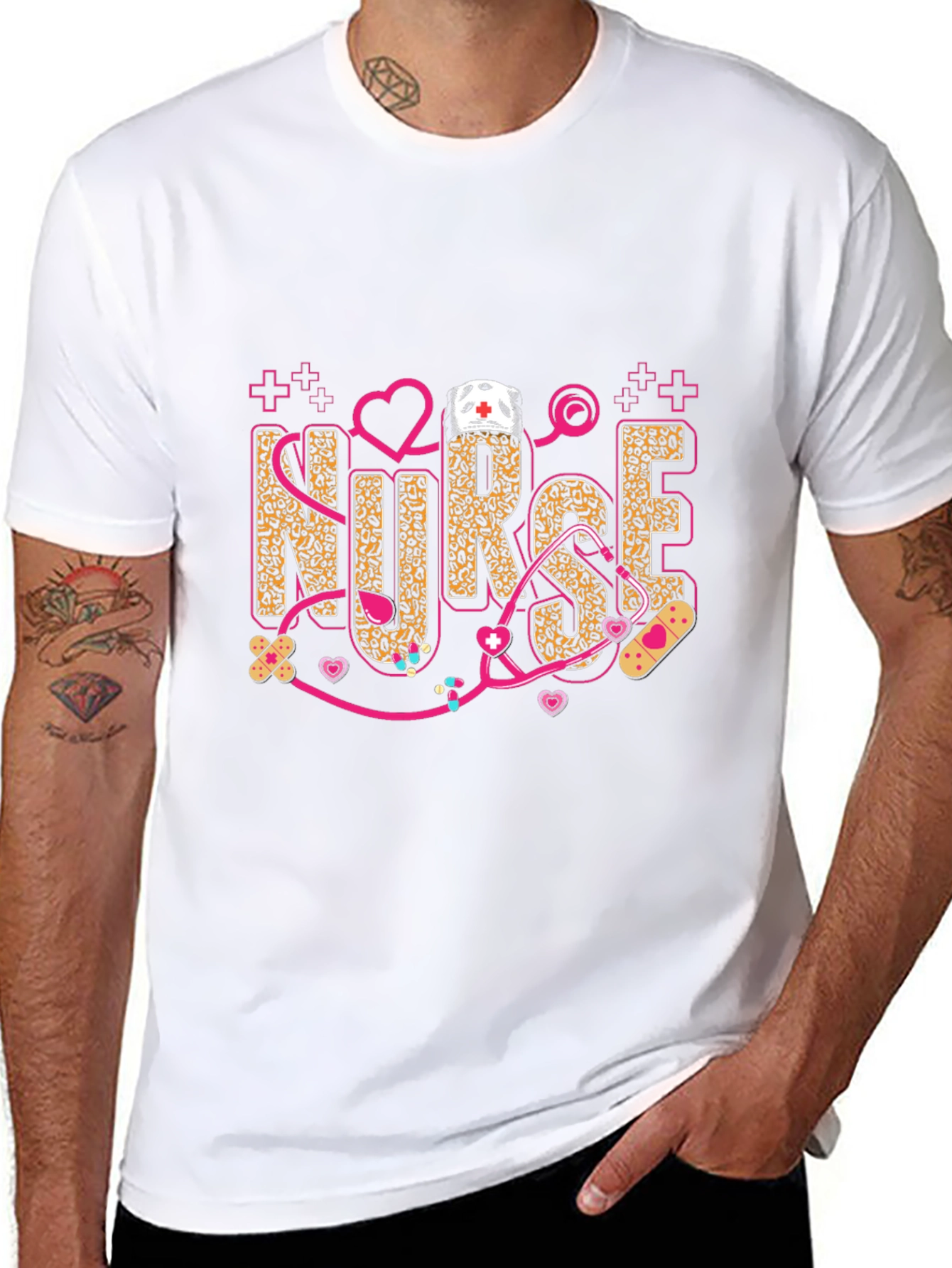 Nurse Leopard Print Stethoscope T-Shirt