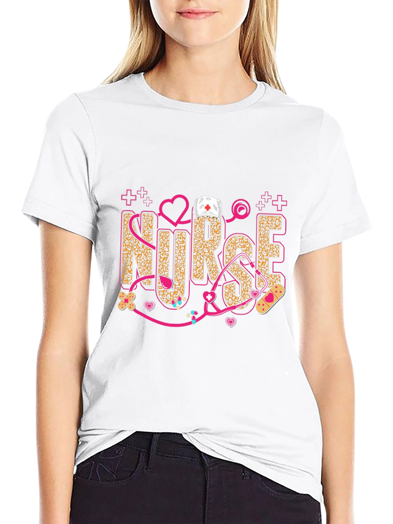 Nurse Leopard Print Stethoscope T-Shirt