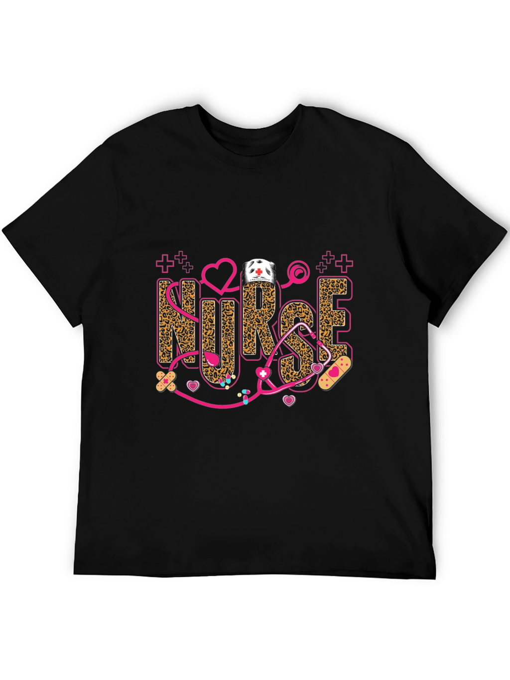 Nurse Leopard Print Stethoscope T-Shirt