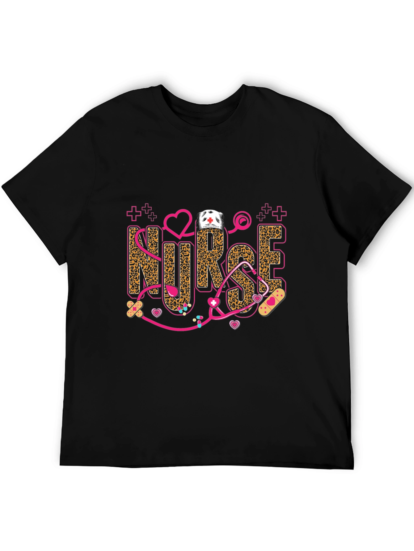 Nurse Leopard Print Stethoscope T-Shirt