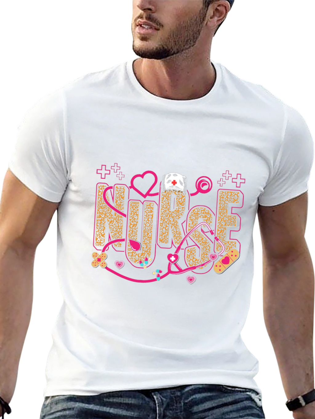 Nurse Leopard Print Stethoscope T-Shirt