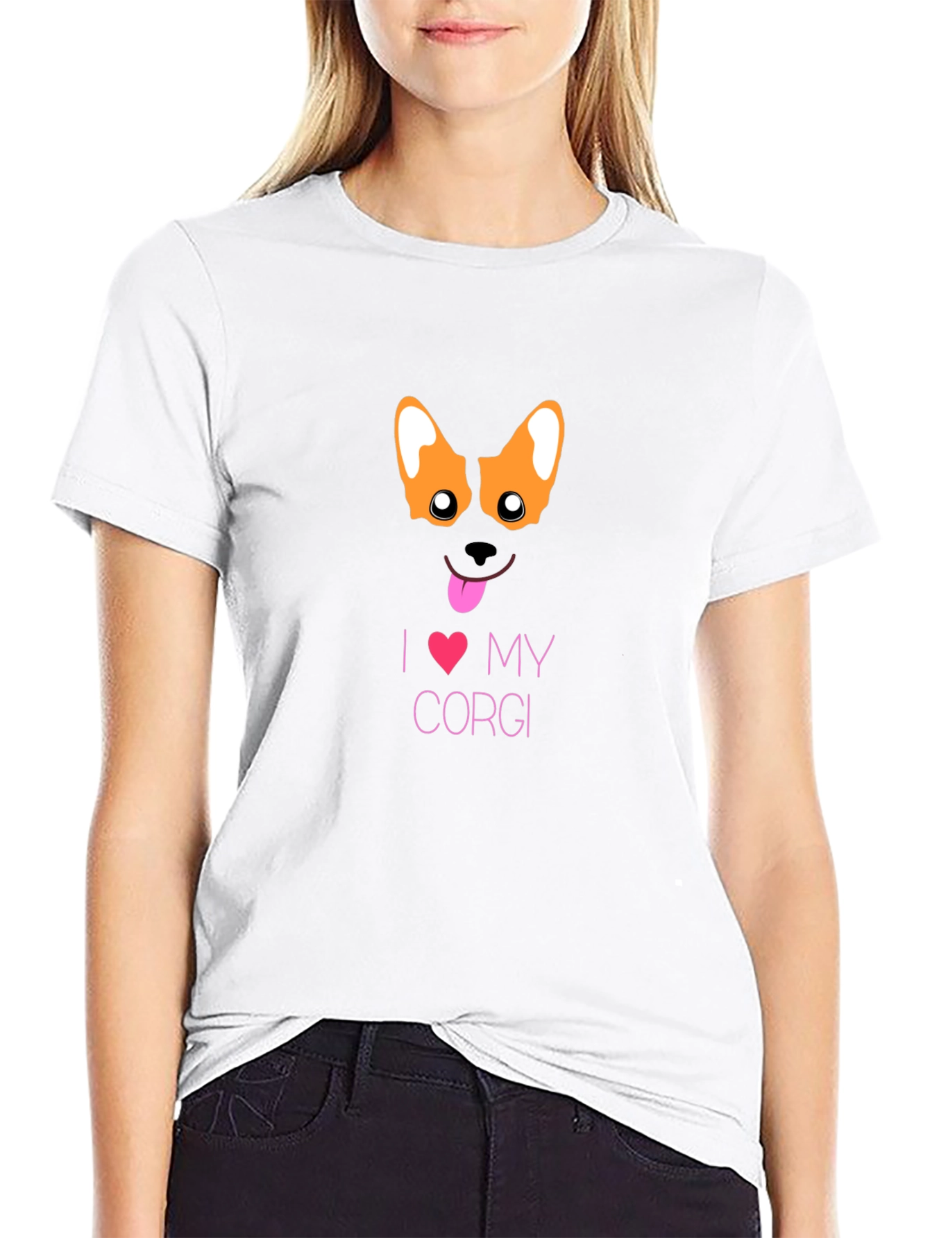 I Love My Corgi Black T-Shirt