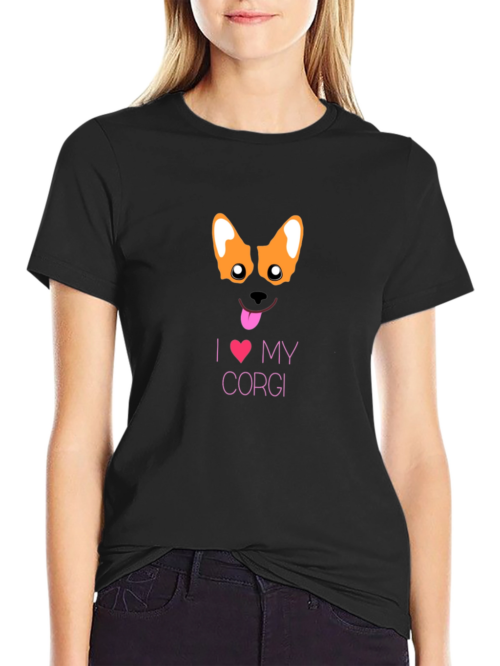 I Love My Corgi Black T-Shirt