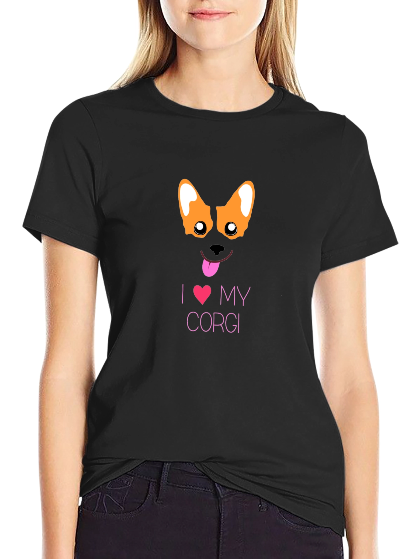 I Love My Corgi Black T-Shirt