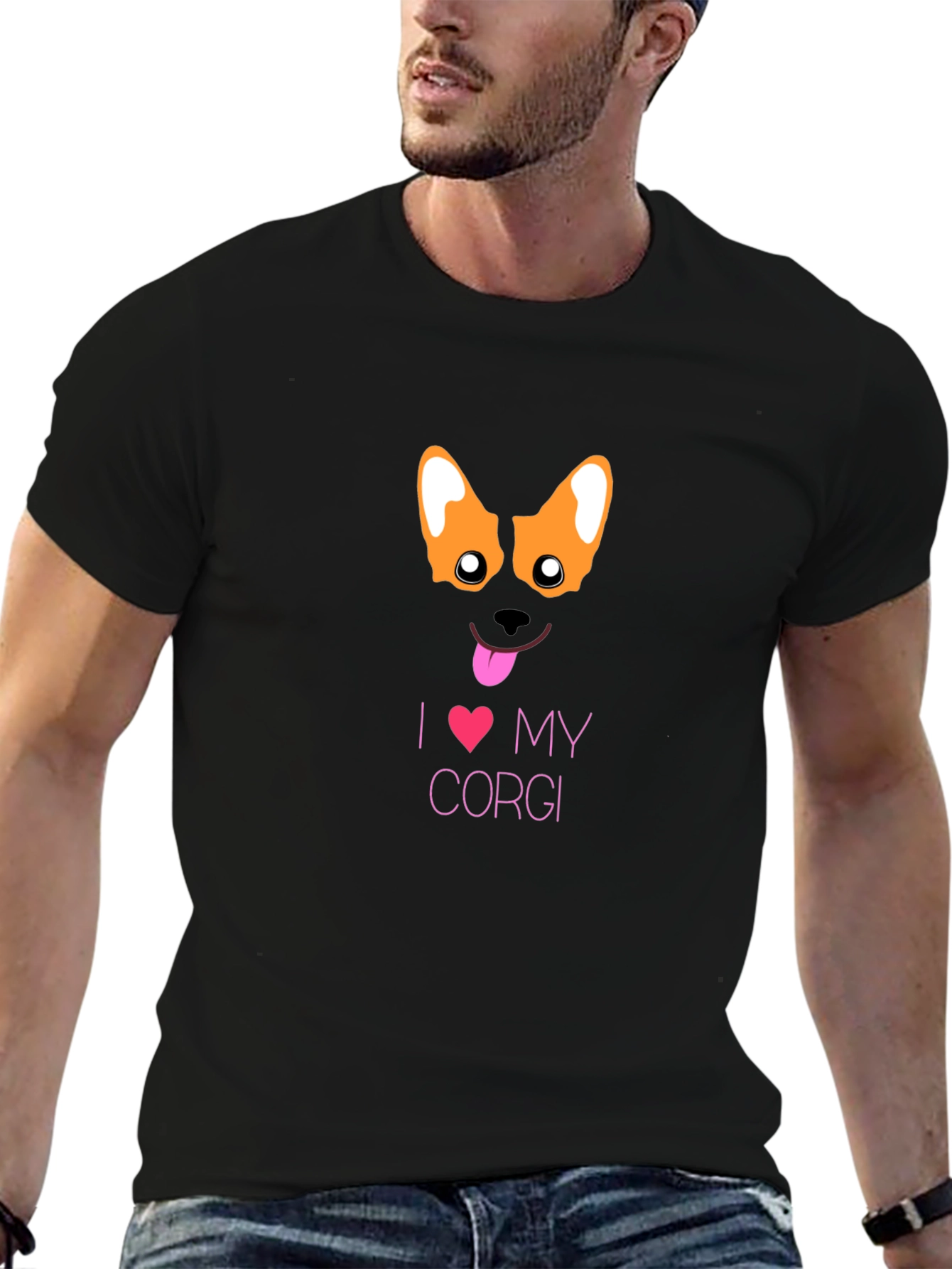 I Love My Corgi Black T-Shirt