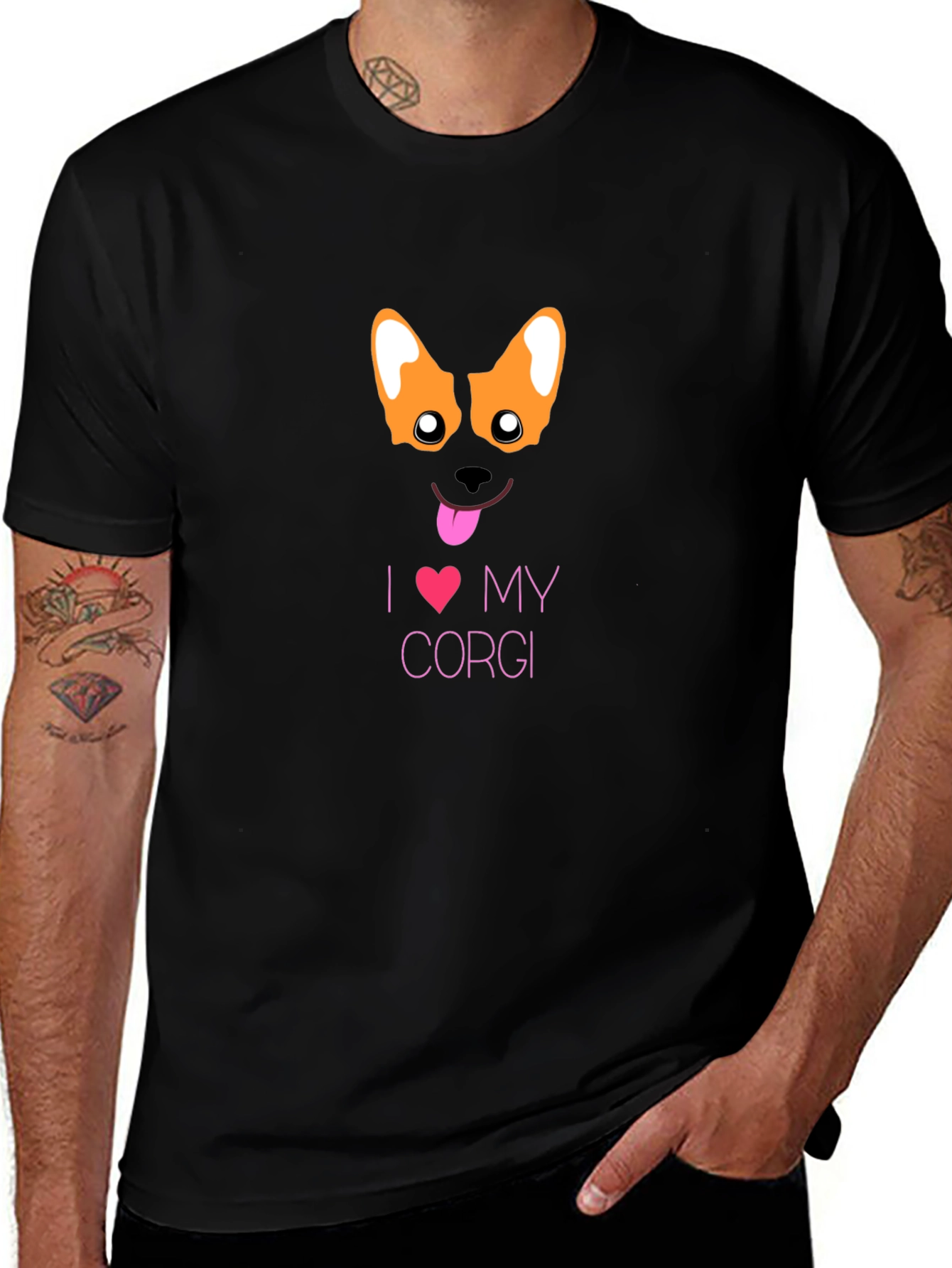 I Love My Corgi Black T-Shirt