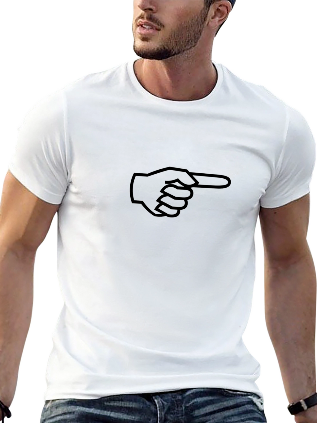 Pointing Finger Graphic Tee - Black Cotton T-Shirt