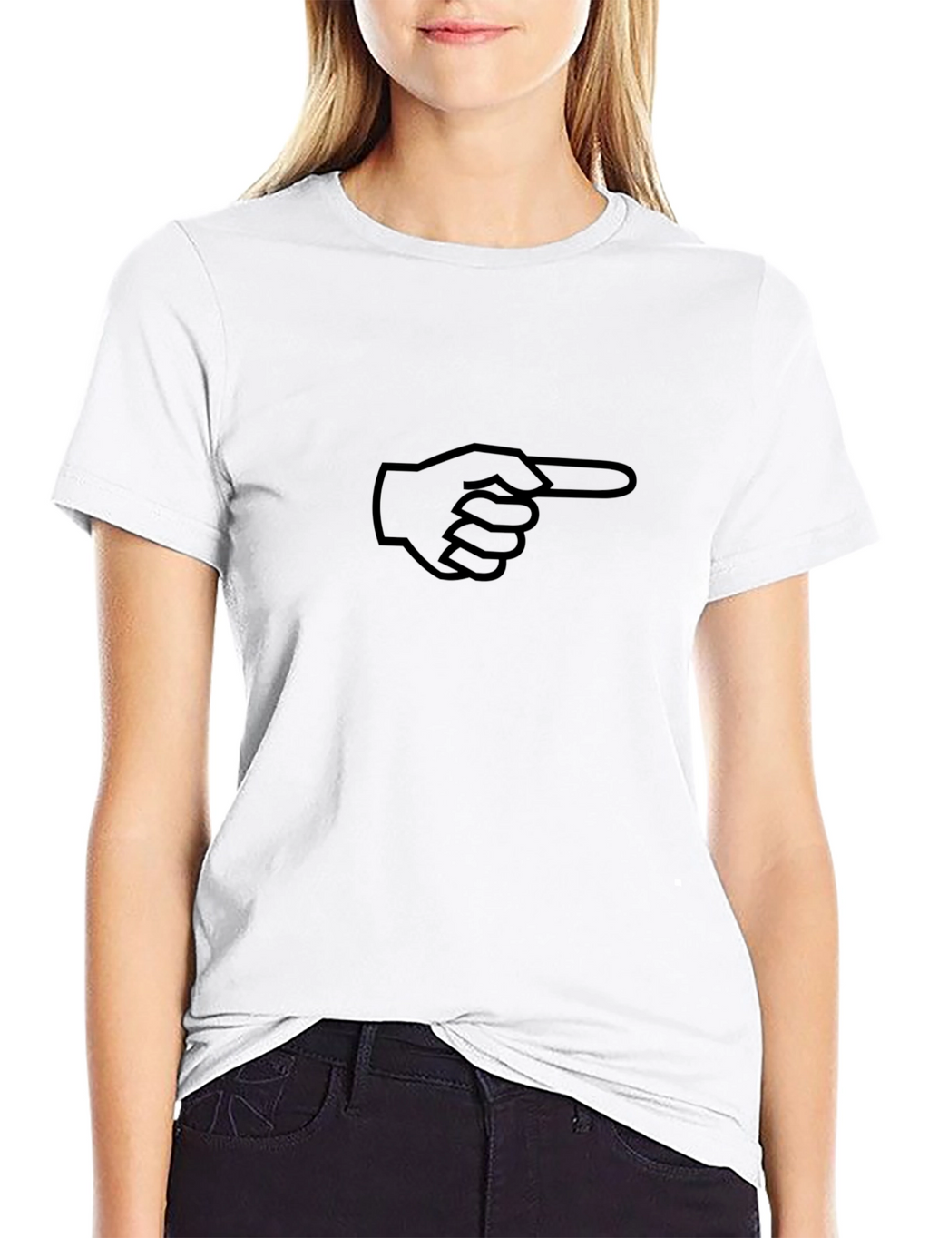Pointing Finger Graphic Tee - Black Cotton T-Shirt