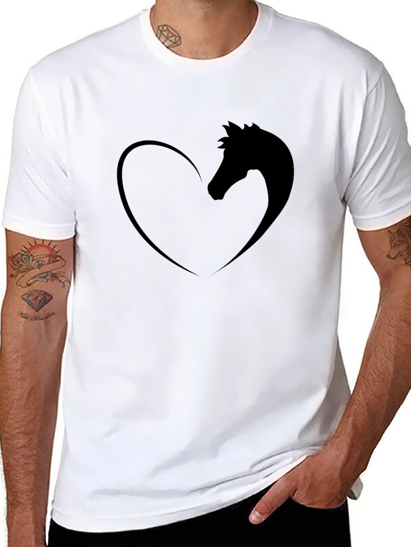 Horse Lovers Heart Tee - Black Graphic T-Shirt