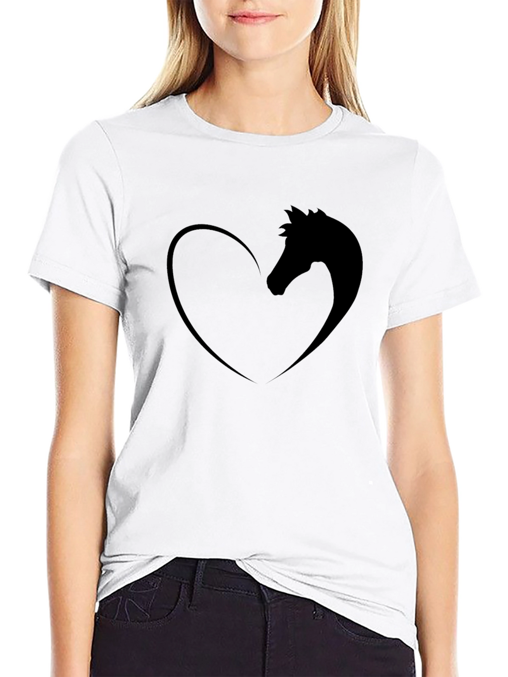 Horse Lovers Heart Tee - Black Graphic T-Shirt