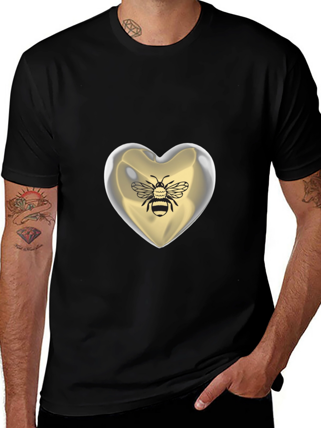 Bee Mine Heart T-Shirt - Graphic Print