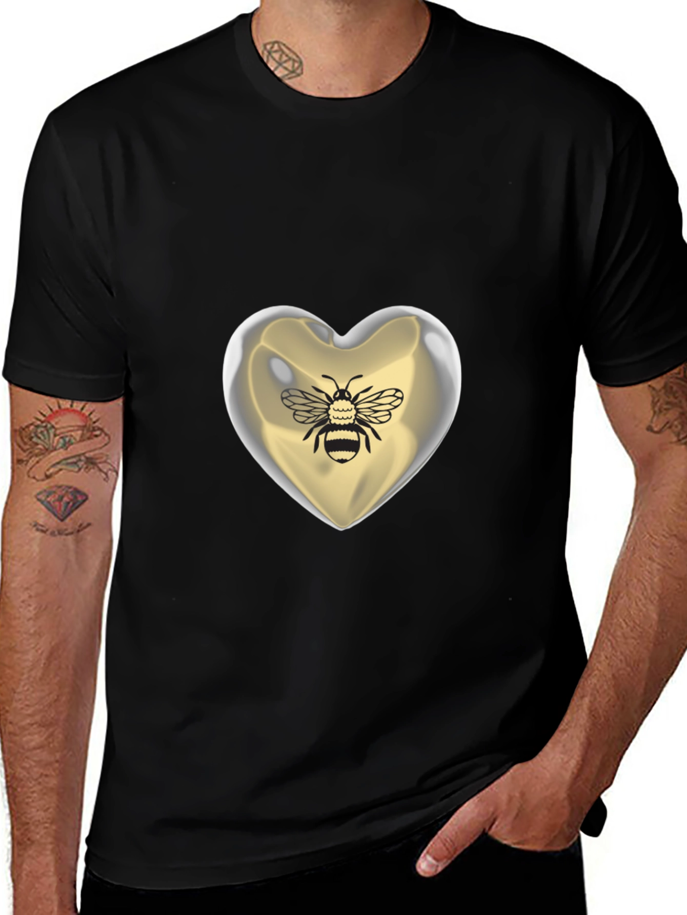 Bee Mine Heart T-Shirt - Graphic Print