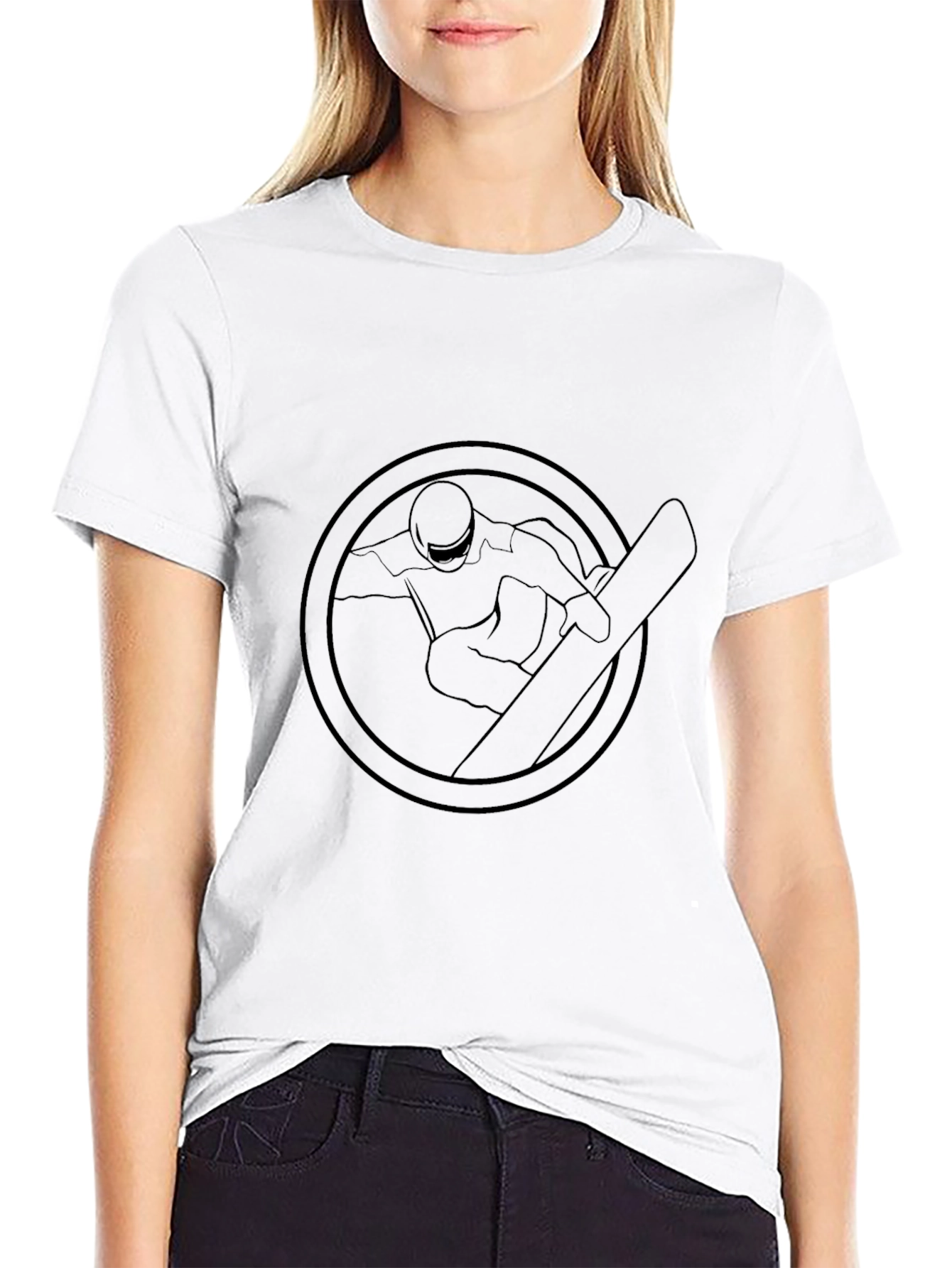 Black Snowboarder Graphic Tee - Round Emblem