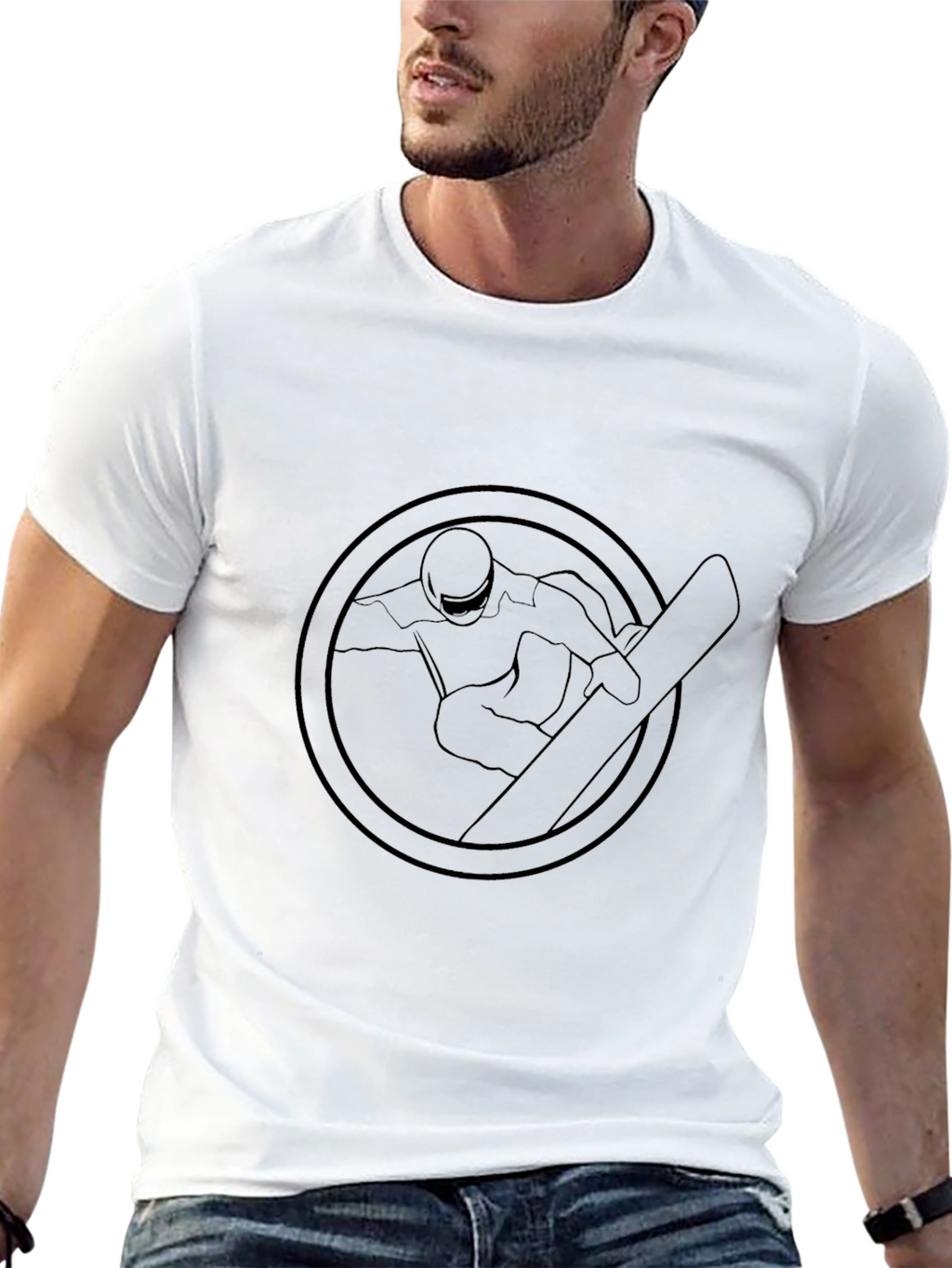 Black Snowboarder Graphic Tee - Round Emblem