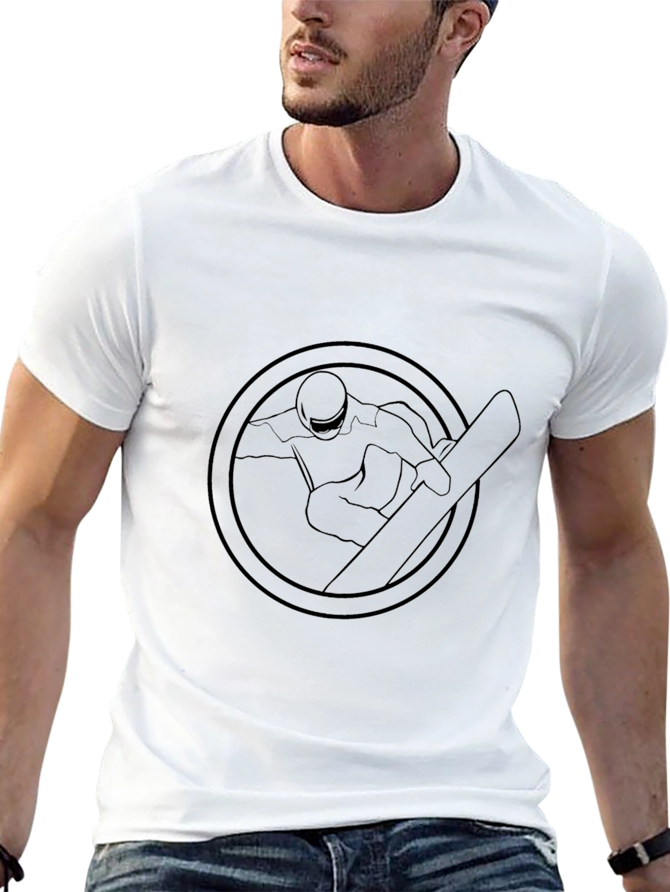 Black Snowboarder Graphic Tee - Round Emblem