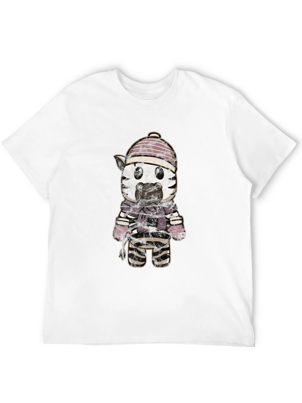 Cartoon Zebra in Winter Gear Graphic Tee