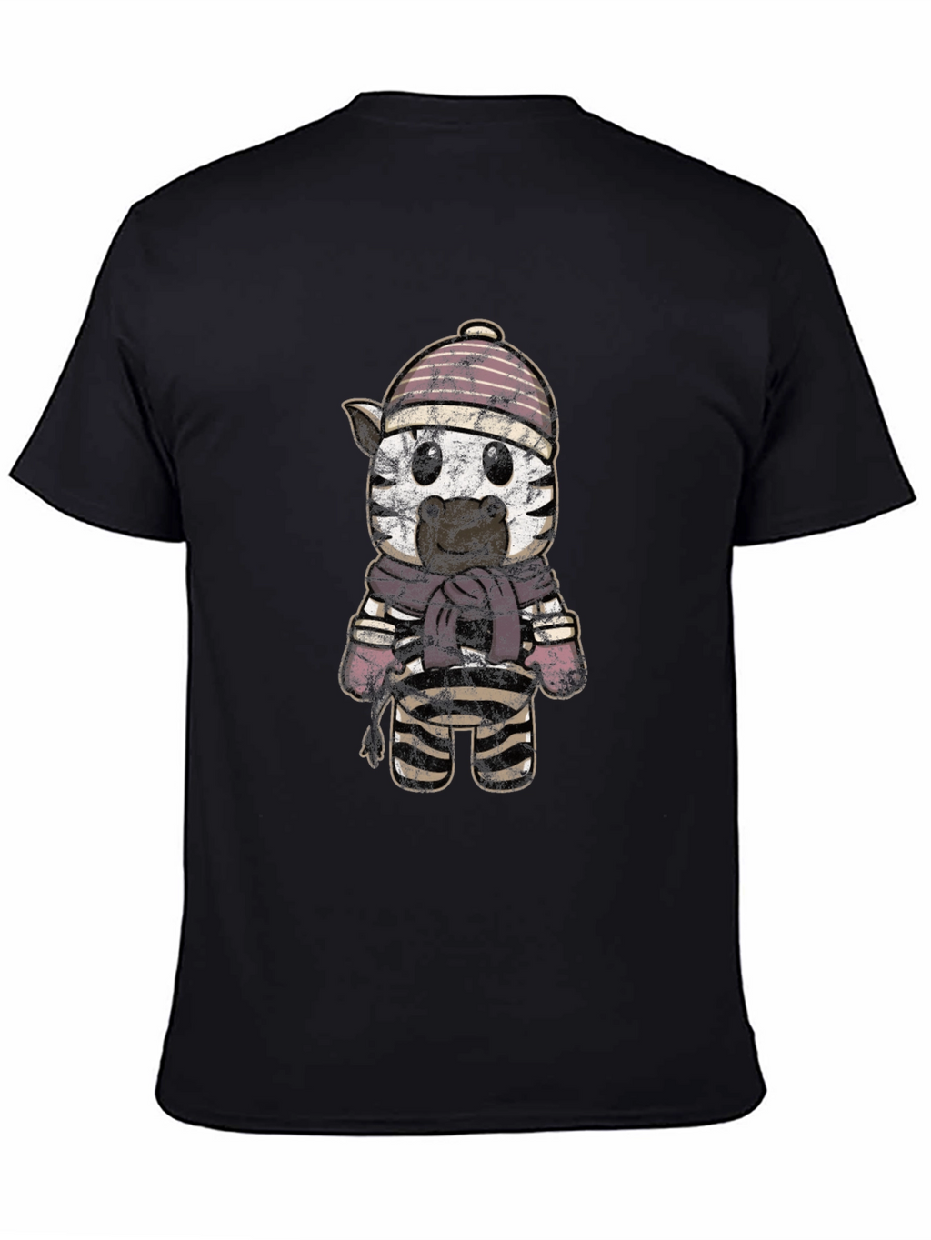 Cartoon Zebra in Winter Gear Graphic Tee