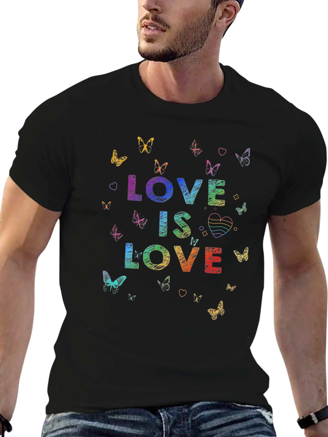 Love is Love Butterfly Graphic Tee - Black