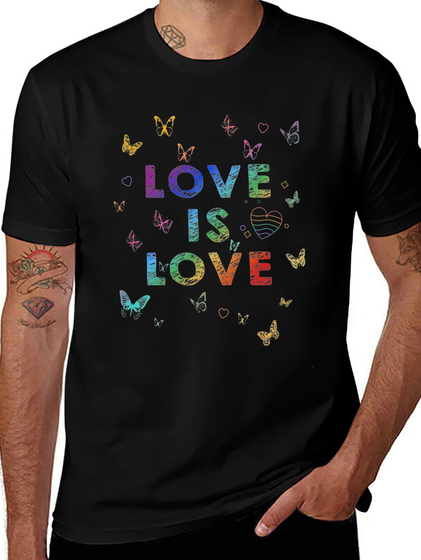 Love is Love Butterfly Graphic Tee - Black