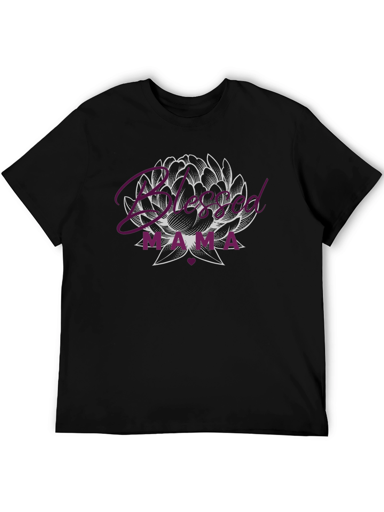 Blessed Mama Lotus Graphic Tee - Black
