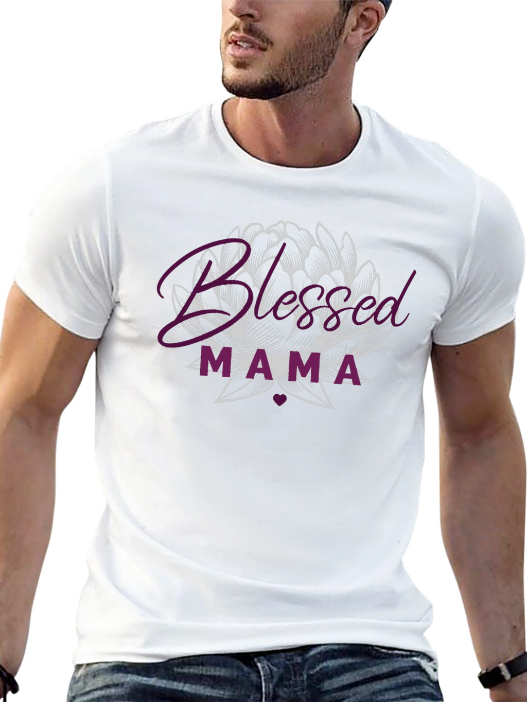 Blessed Mama Lotus Graphic Tee - Black