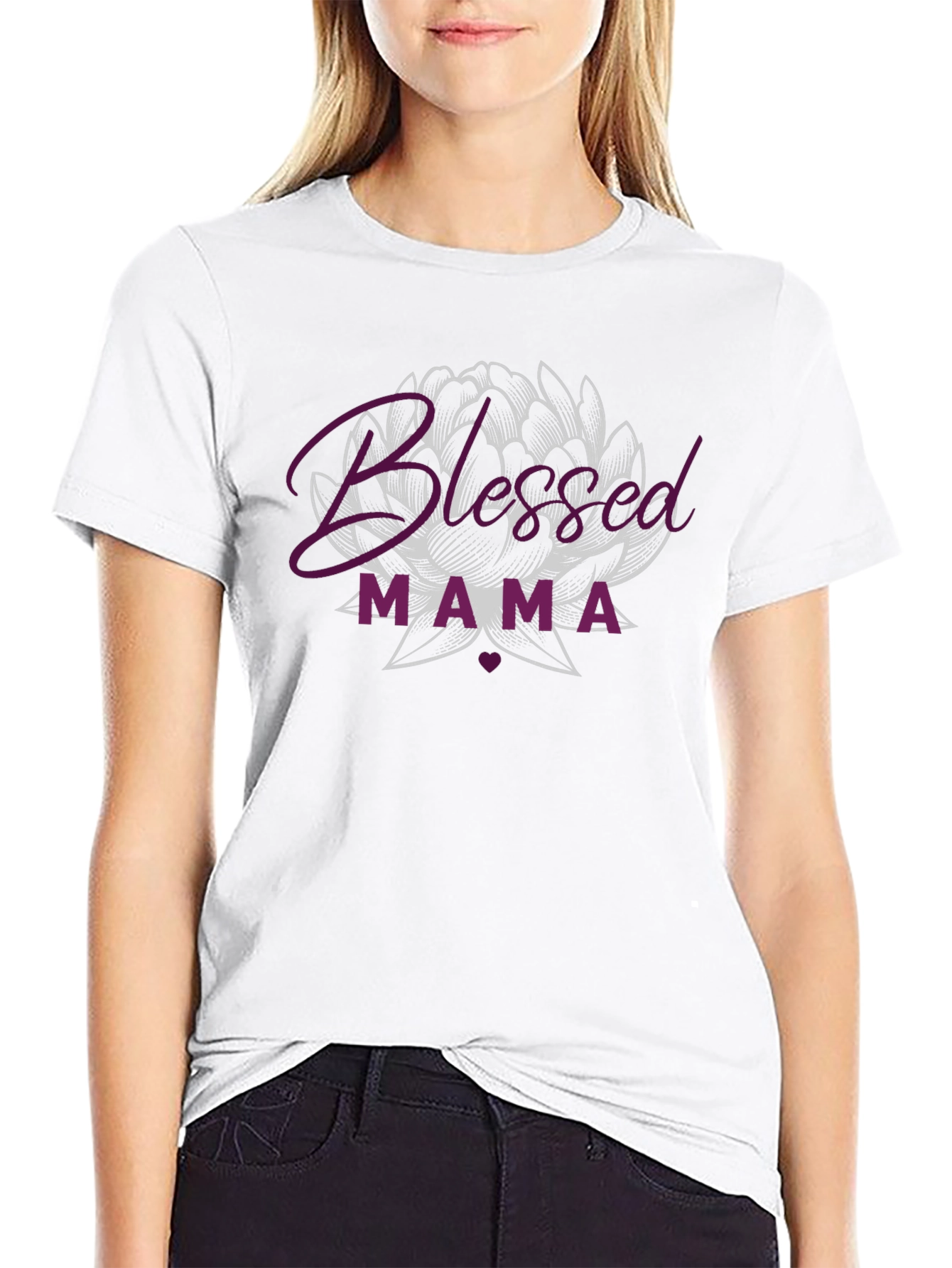 Blessed Mama Lotus Graphic Tee - Black