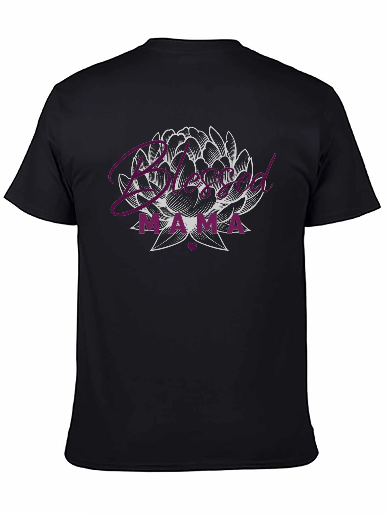 Blessed Mama Lotus Graphic Tee - Black