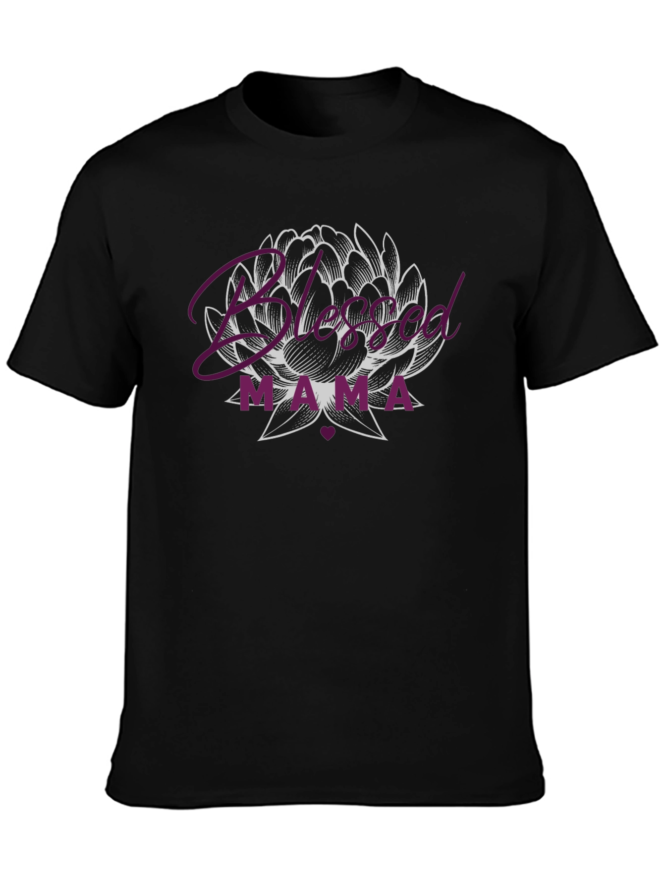 Blessed Mama Lotus Graphic Tee - Black
