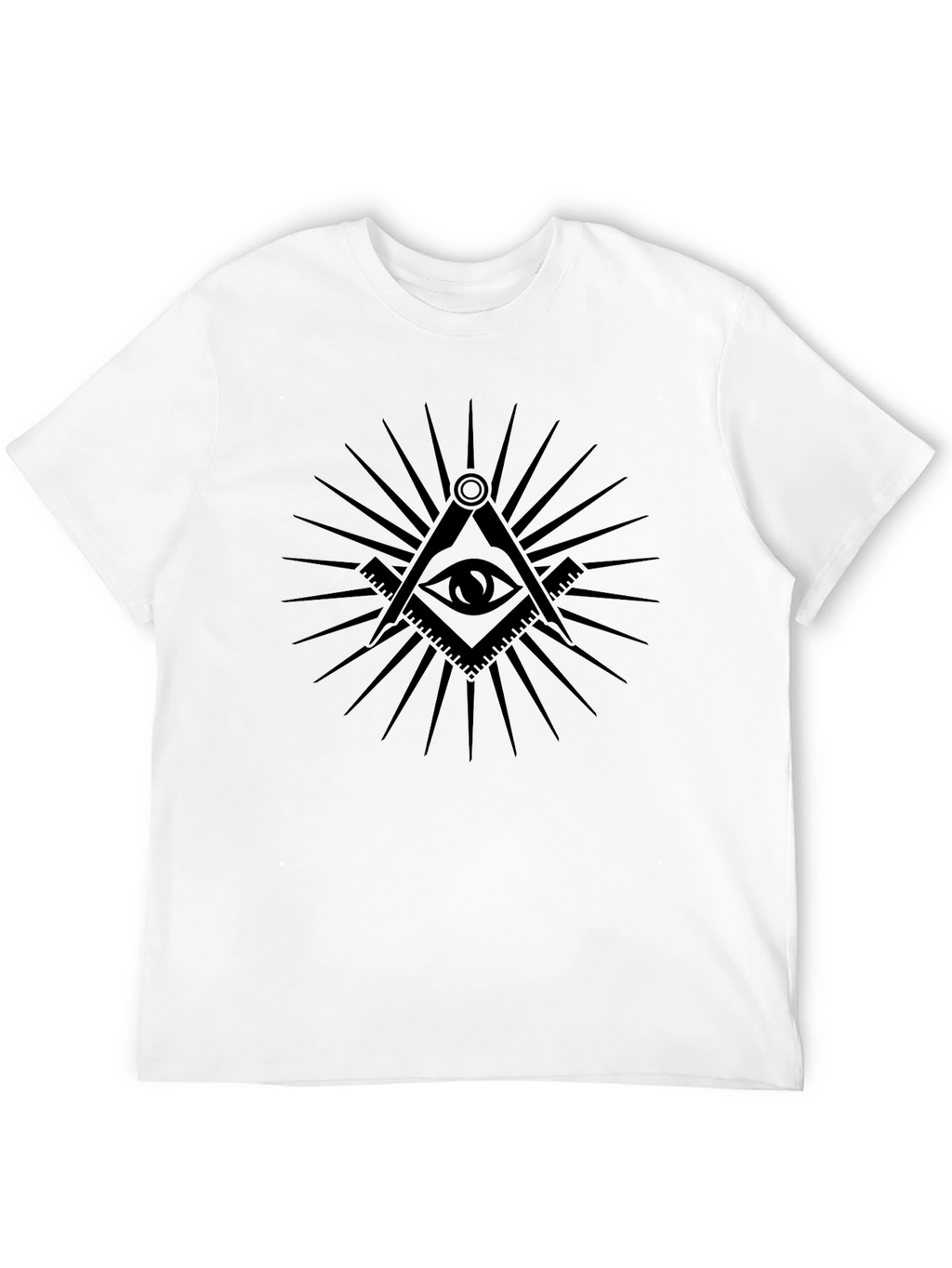 Illuminati Eye Black T-Shirt - Masonic Compass & Square