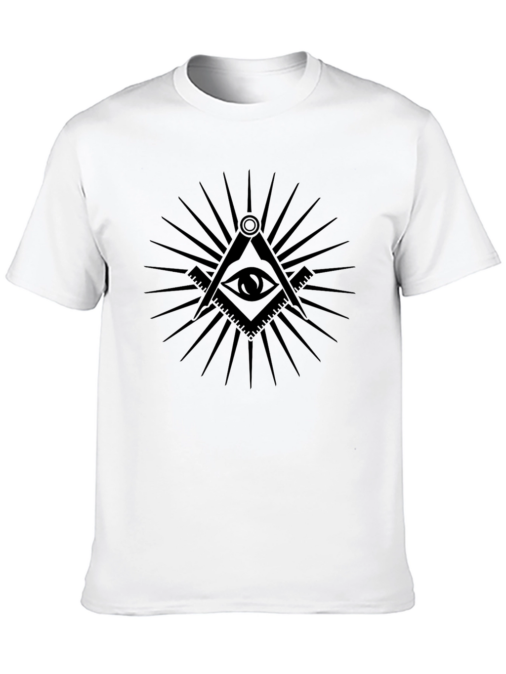 Illuminati Eye Black T-Shirt - Masonic Compass & Square