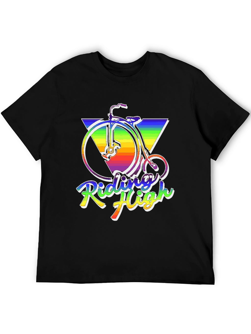 Riding High Retro Rainbow Bike T-Shirt