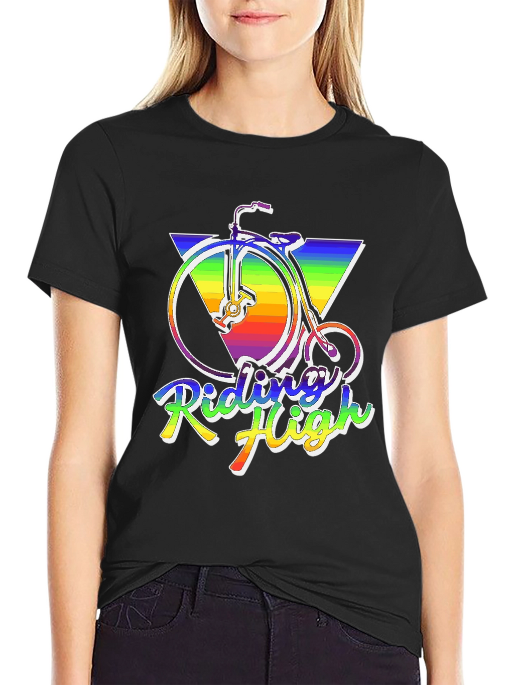Riding High Retro Rainbow Bike T-Shirt