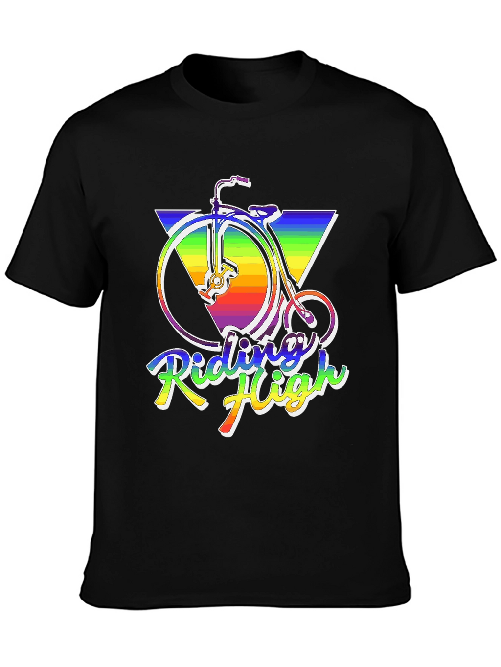 Riding High Retro Rainbow Bike T-Shirt