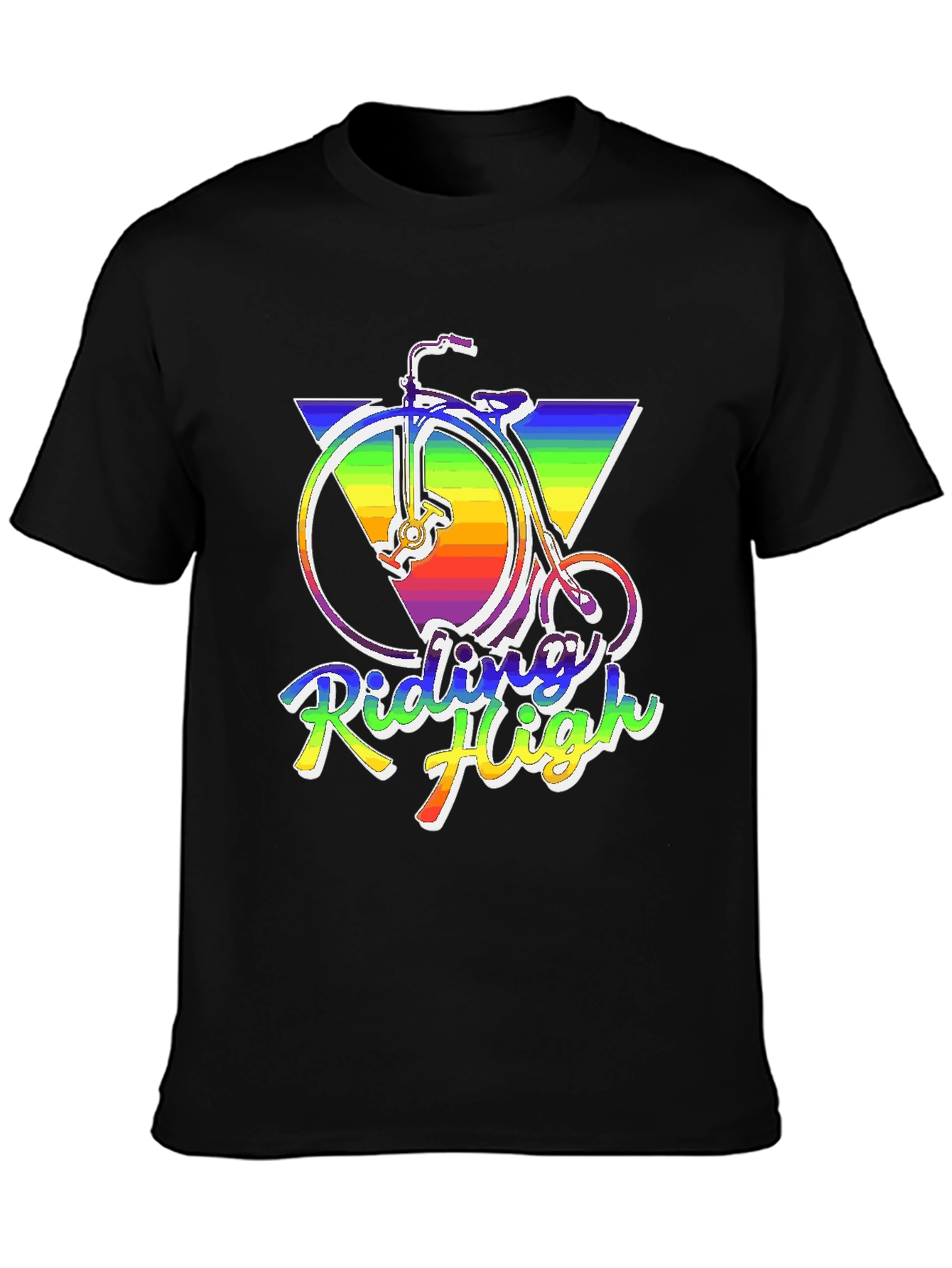 Riding High Retro Rainbow Bike T-Shirt