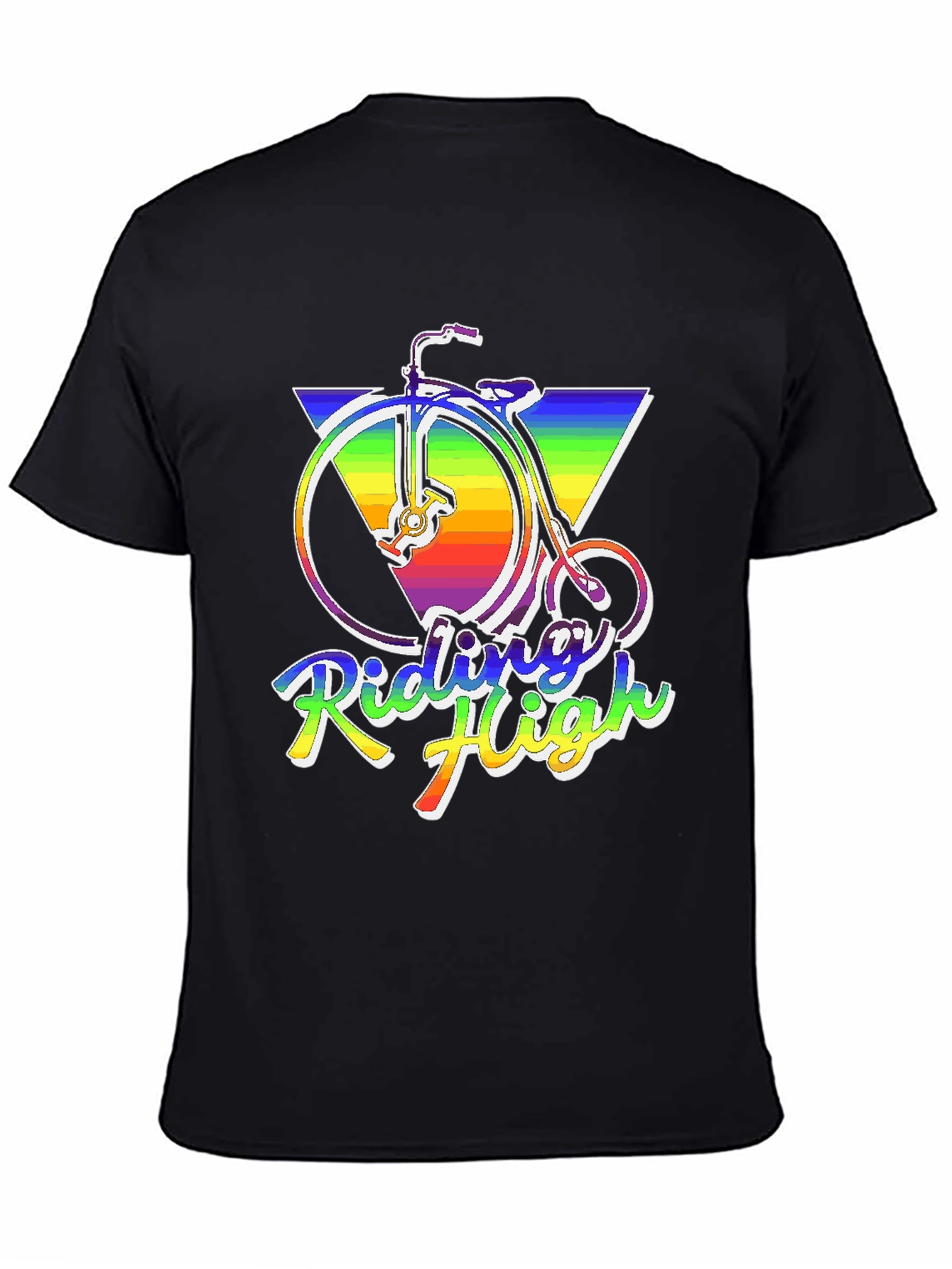 Riding High Retro Rainbow Bike T-Shirt