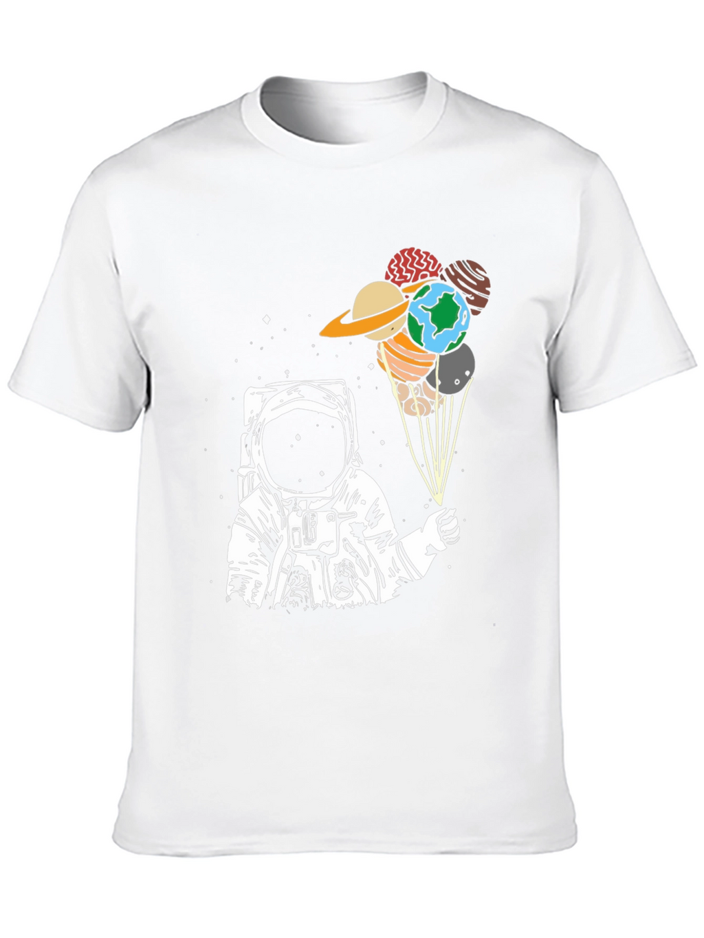 Astronaut Planet Balloon Graphic T-Shirt