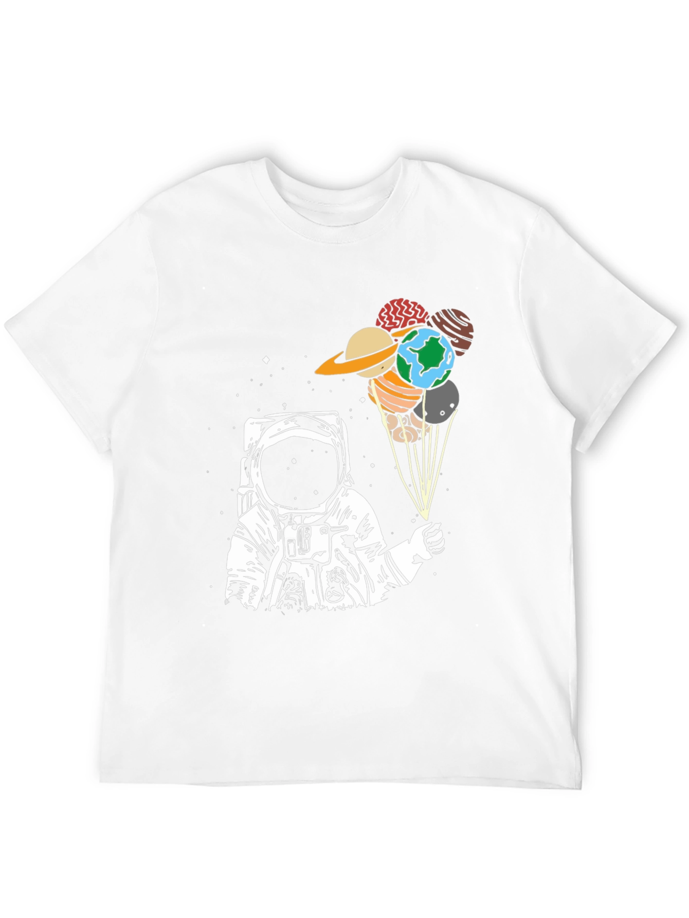 Astronaut Planet Balloon Graphic T-Shirt