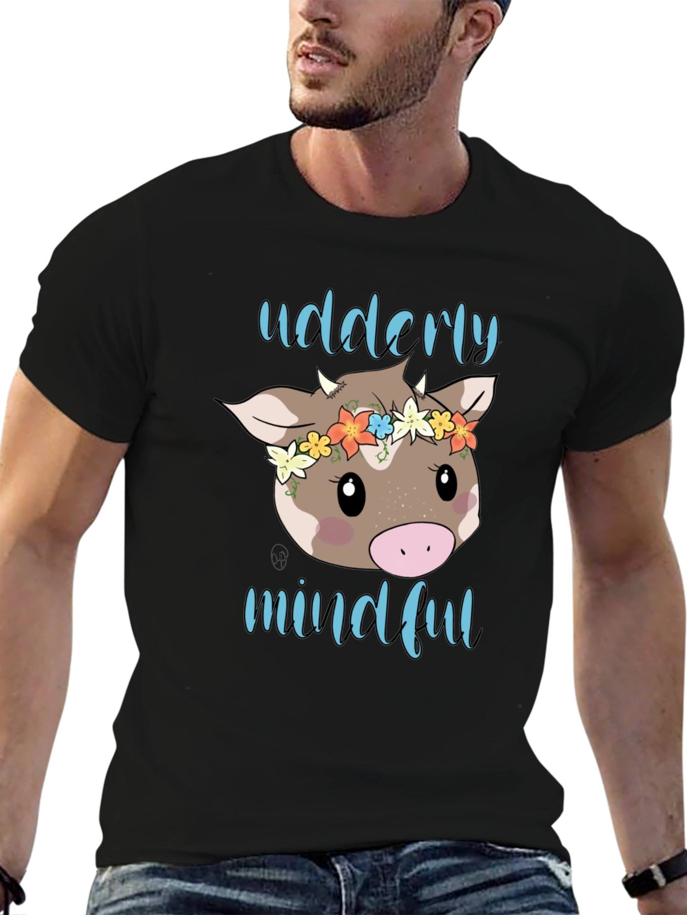 Udderly Mindful Cow Graphic T-Shirt