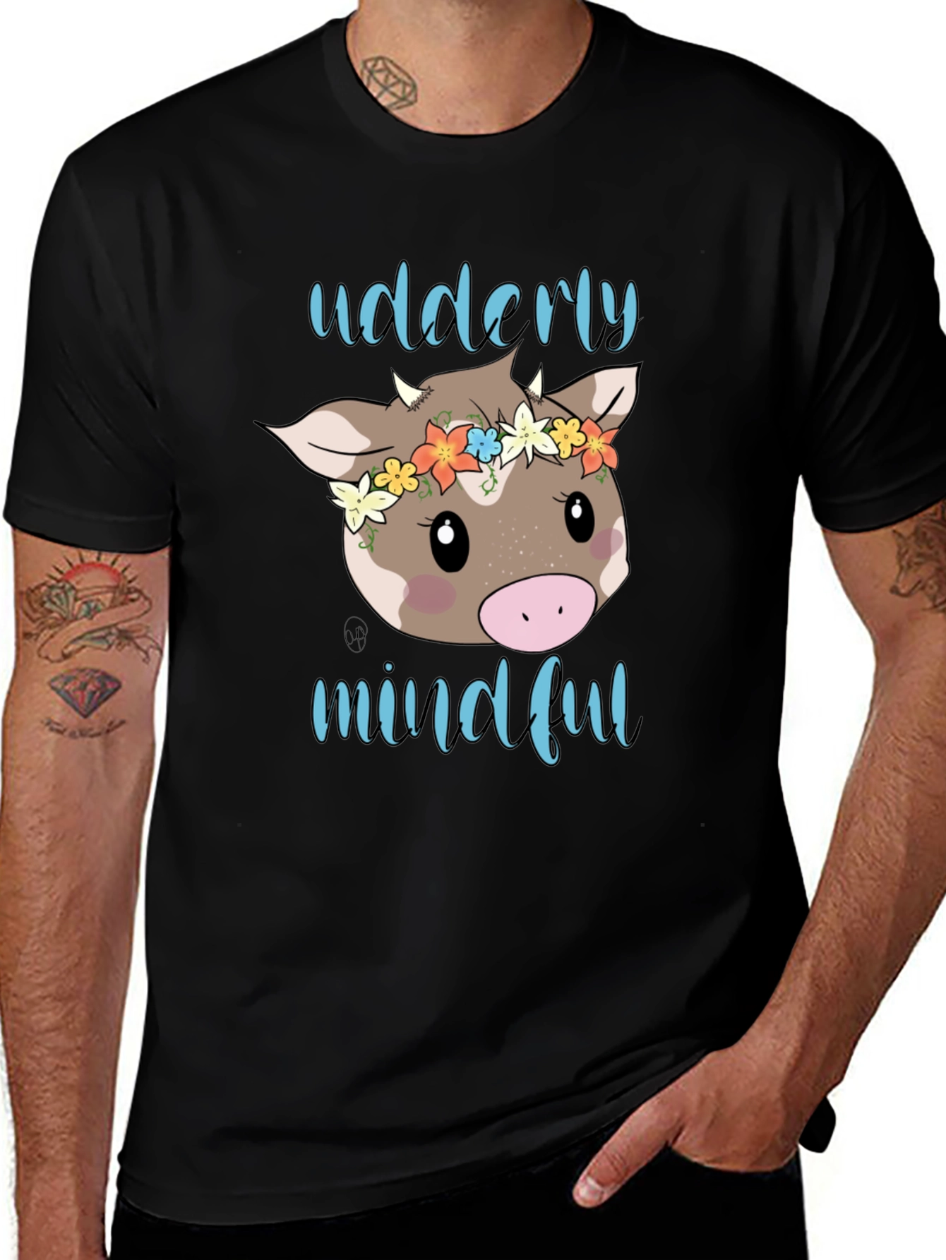 Udderly Mindful Cow Graphic T-Shirt