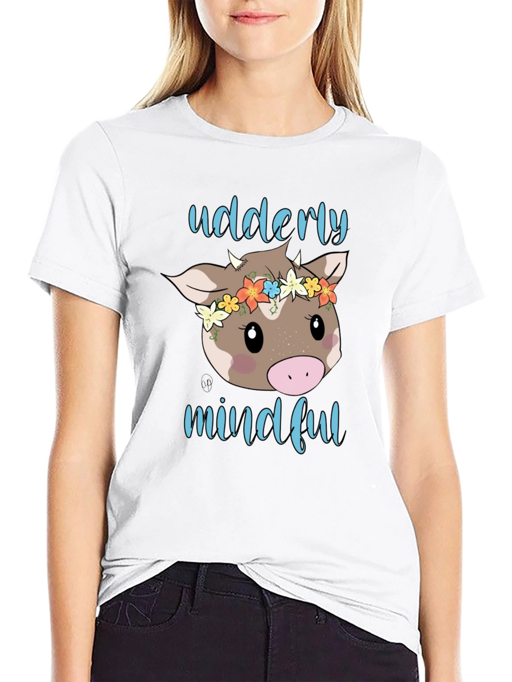 Udderly Mindful Cow Graphic T-Shirt