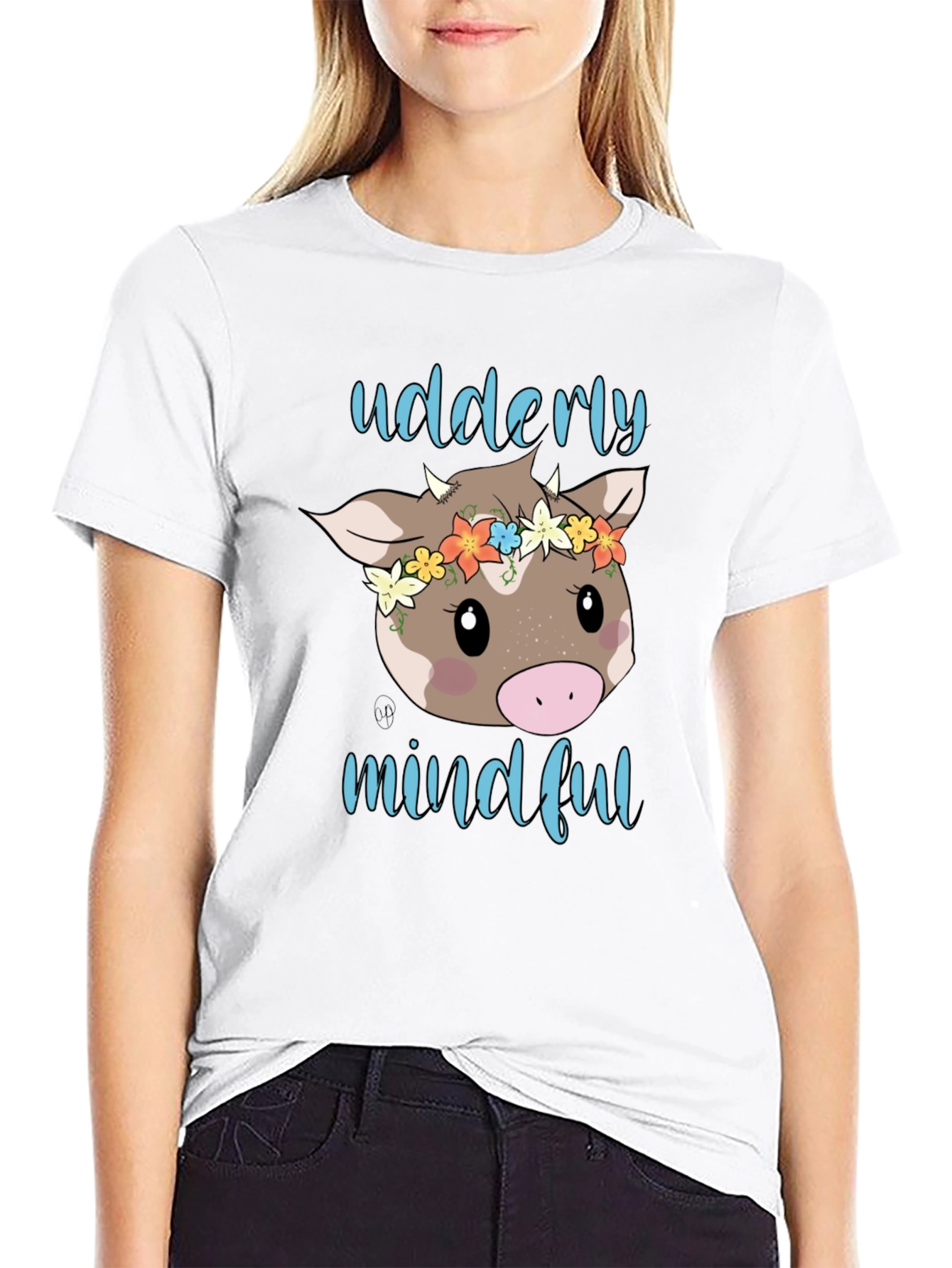 Udderly Mindful Cow Graphic T-Shirt