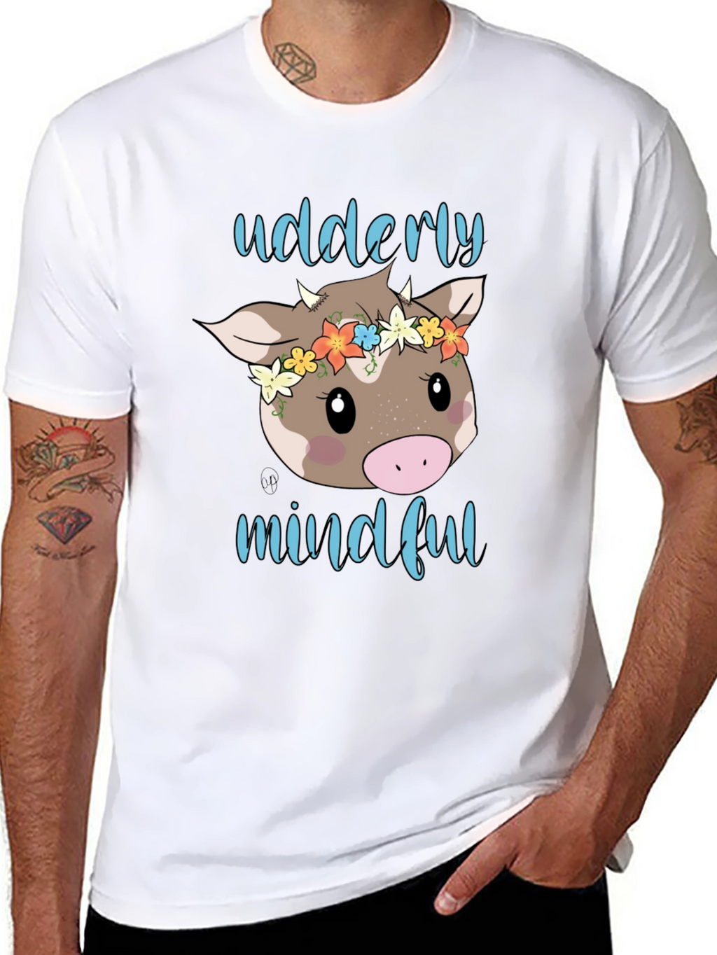 Udderly Mindful Cow Graphic T-Shirt