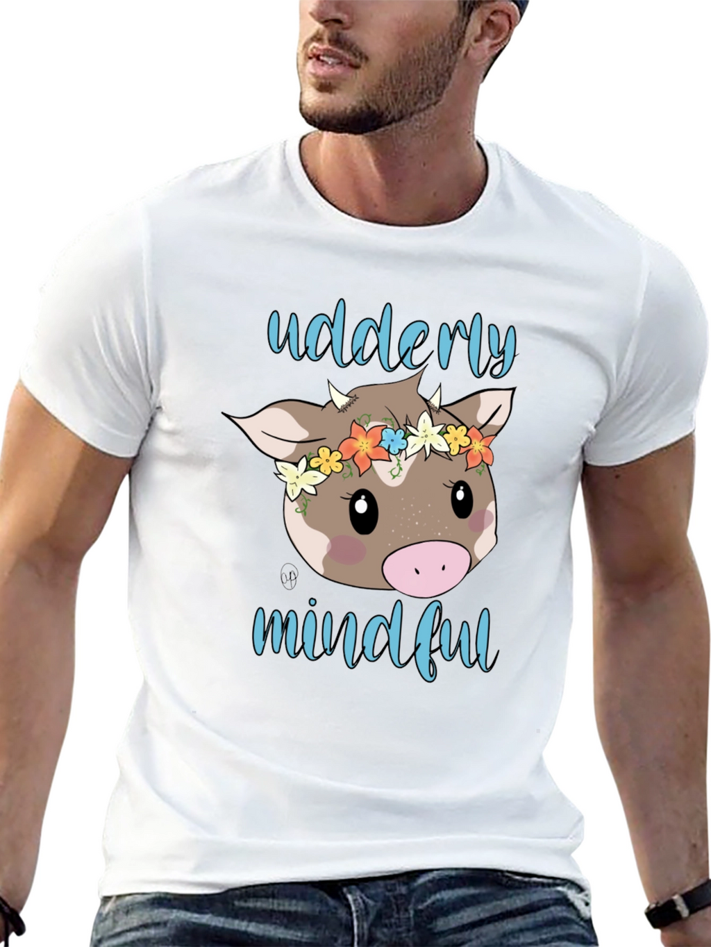 Udderly Mindful Cow Graphic T-Shirt