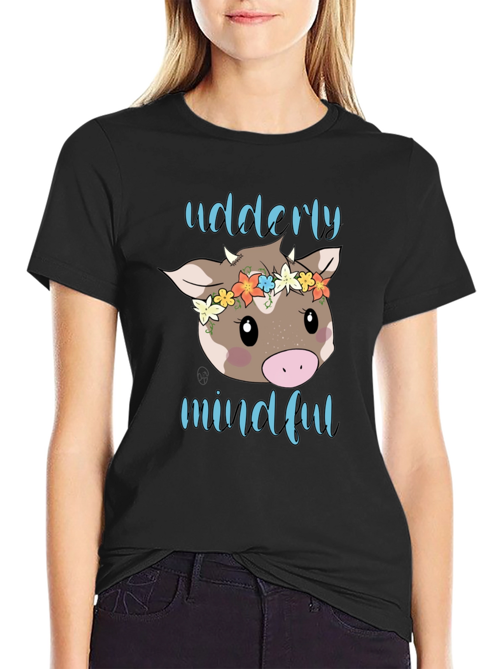 Udderly Mindful Cow Graphic T-Shirt