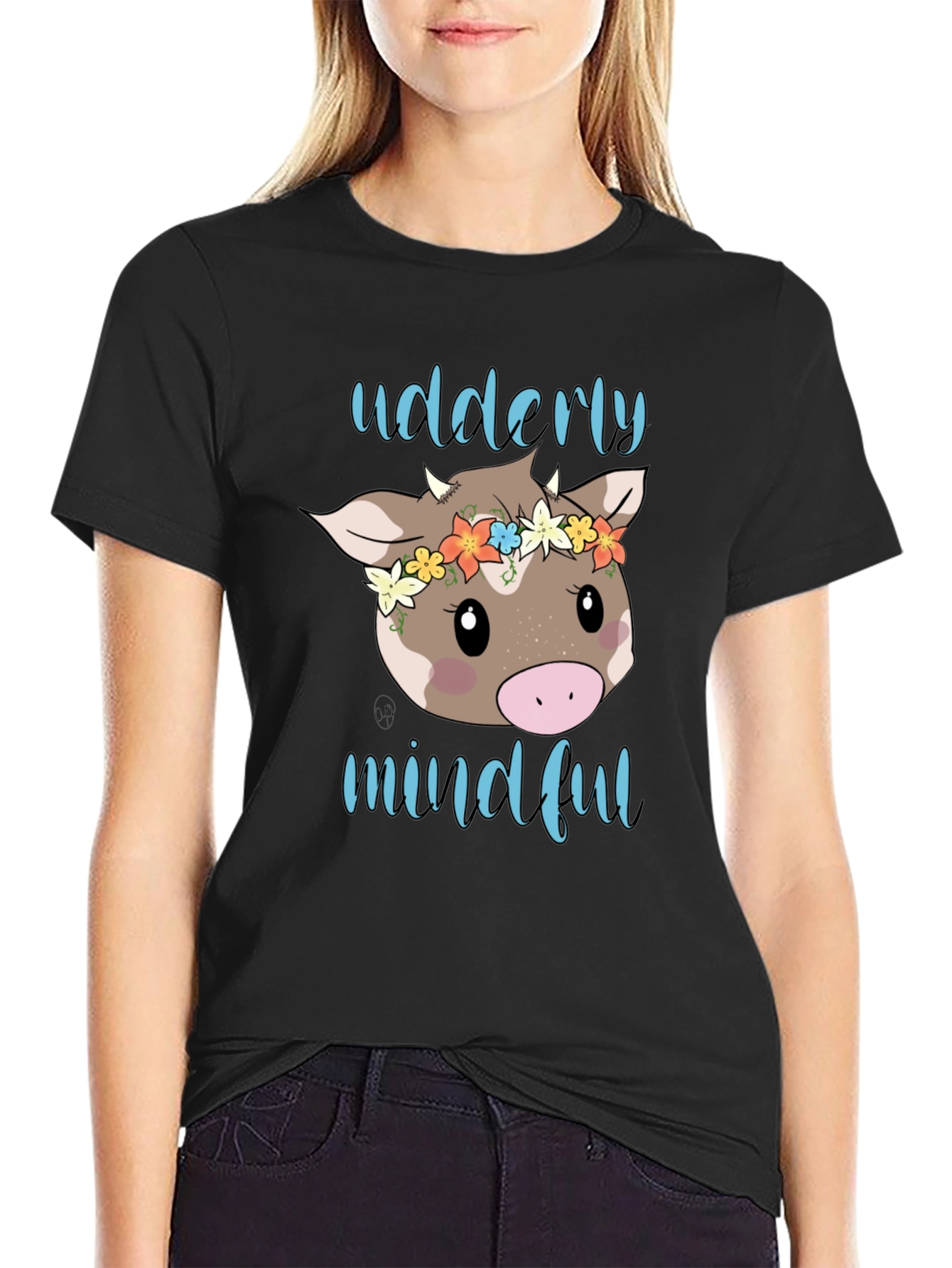 Udderly Mindful Cow Graphic T-Shirt